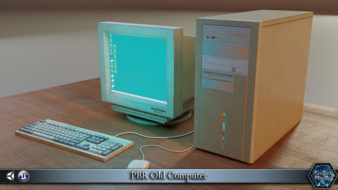 PBR Old Computer Low-poly 3D model
