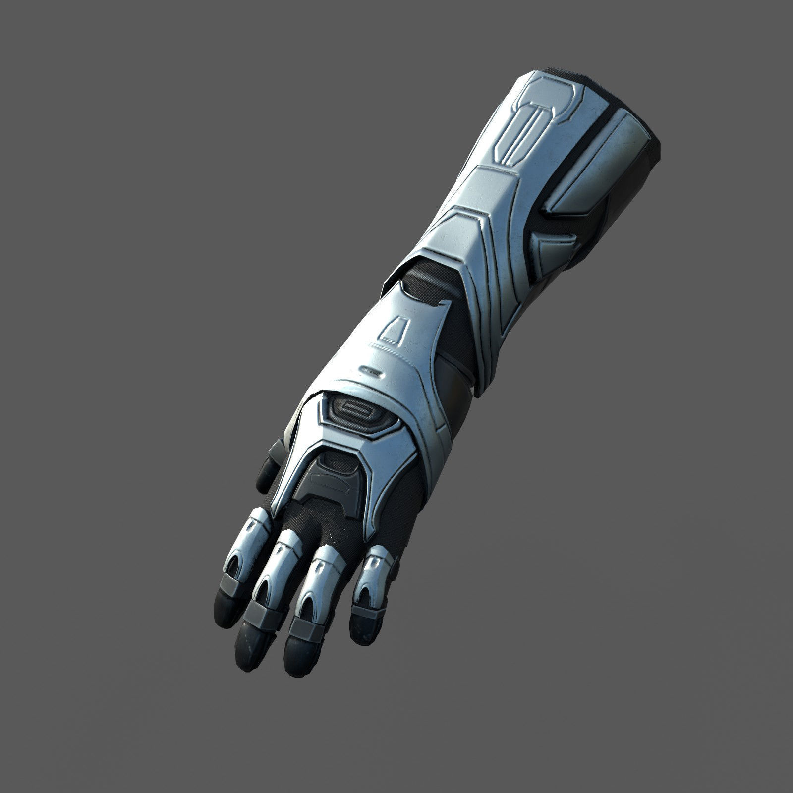 Gloves Scifi combat military fantasy Low-poly 3D model_2