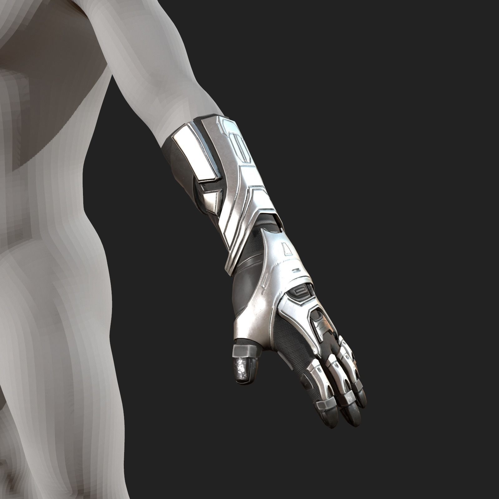 Gloves Scifi combat military fantasy Low-poly 3D model_4