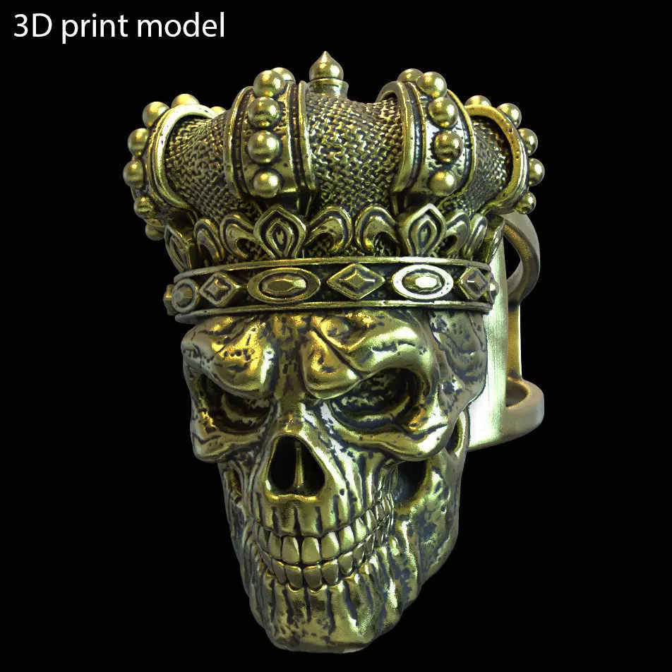 skull ring jewelry King with crown vol1 3D print model