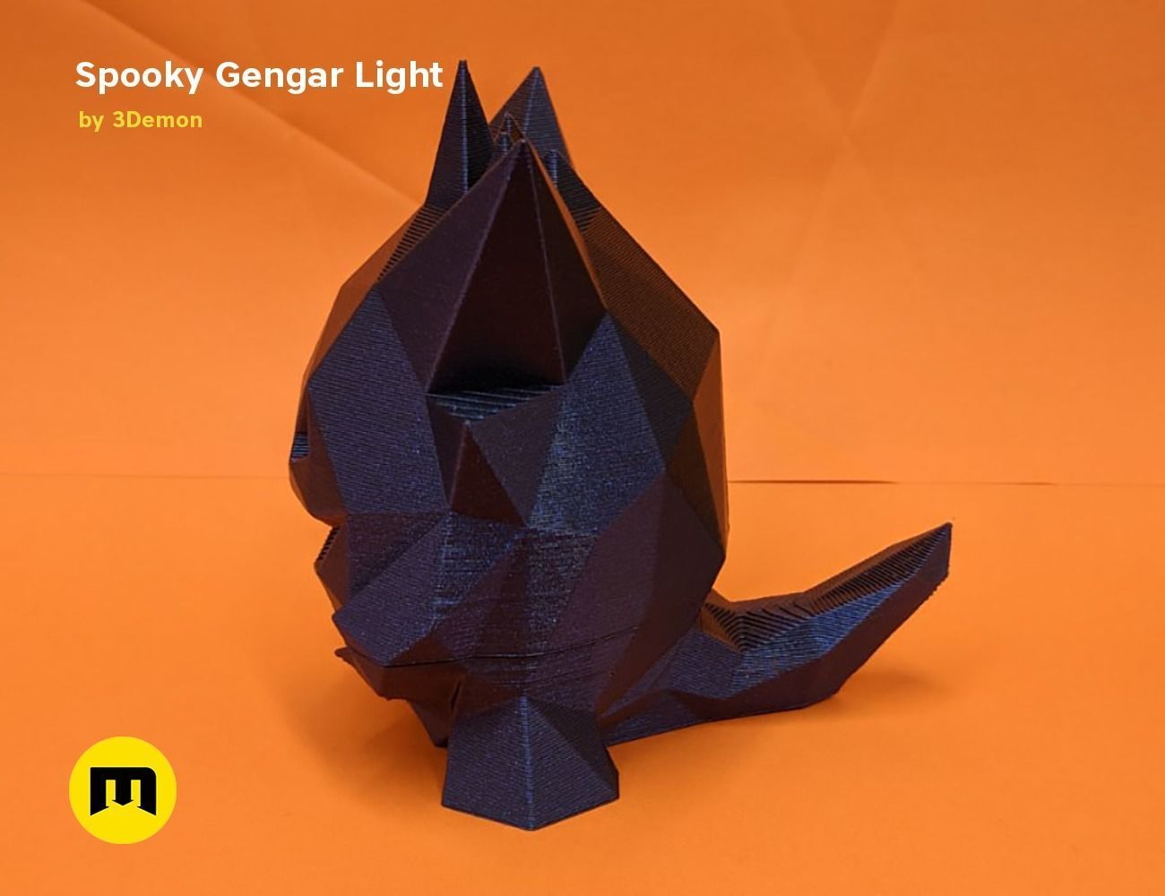 Gengar low poly jack o lantern 3D print model_3