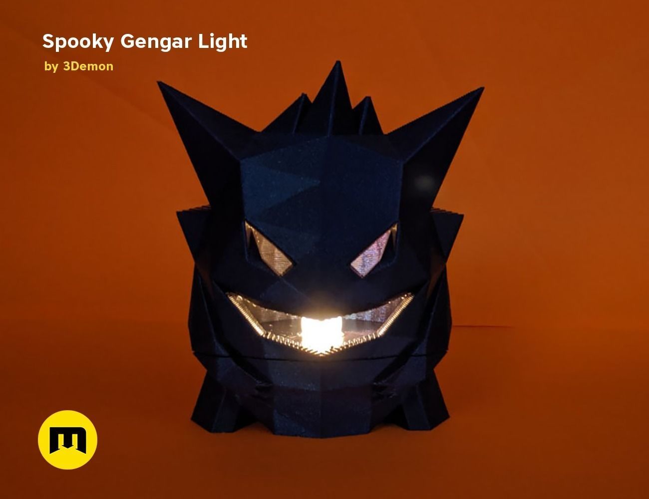 Gengar low poly jack o lantern 3D print model_10