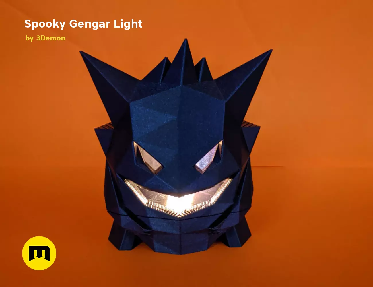 Gengar low poly jack o lantern 3D print model_0