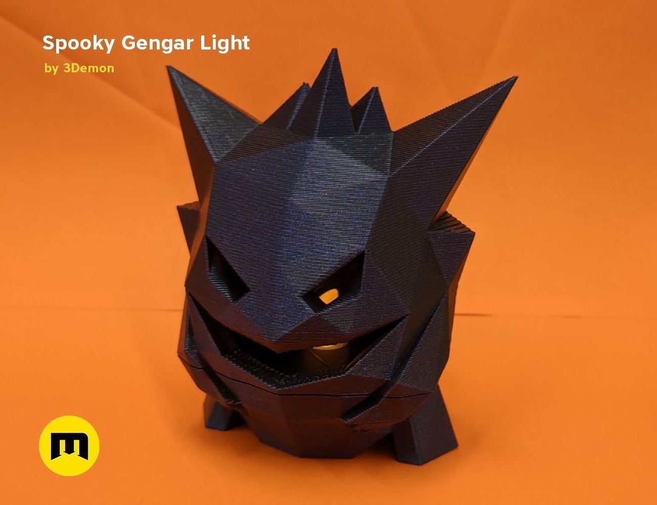 Gengar low poly jack o lantern 3D print model_6