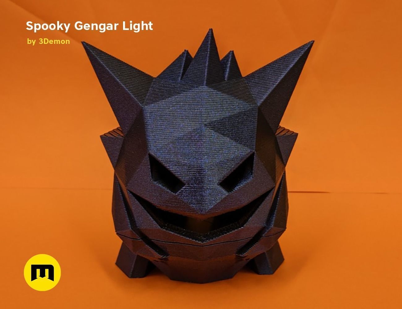 Gengar low poly jack o lantern 3D print model_2