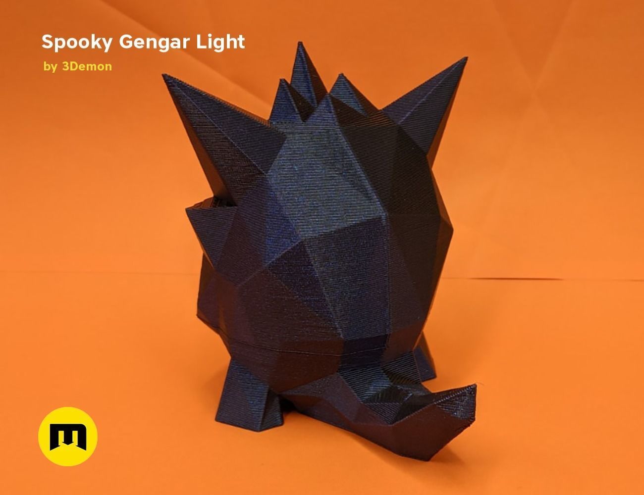 Gengar low poly jack o lantern 3D print model_4