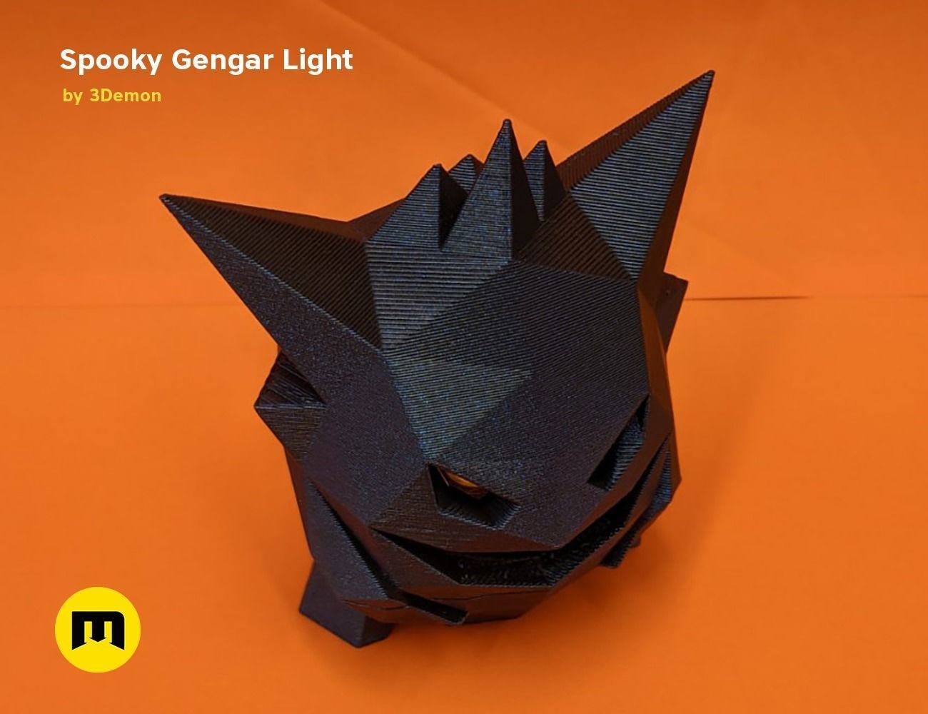 Gengar low poly jack o lantern 3D print model_5