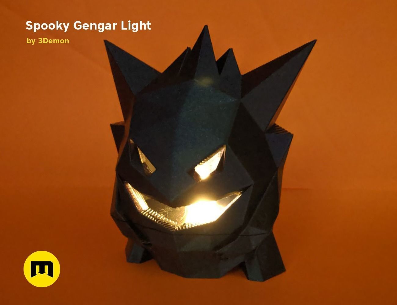 Gengar low poly jack o lantern 3D print model_7