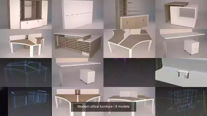 Modern office furniture 3D Model Collection