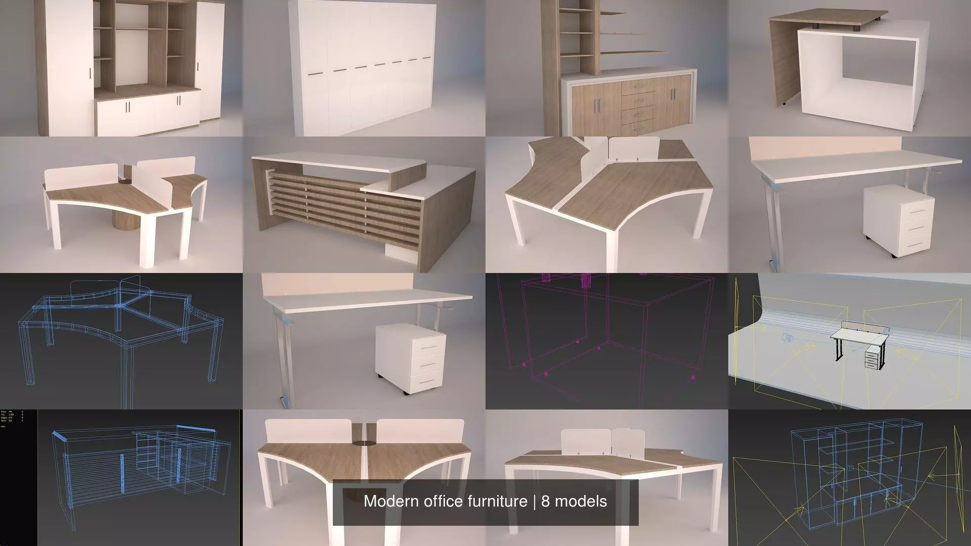 Modern office furniture 3D Model Collection_0
