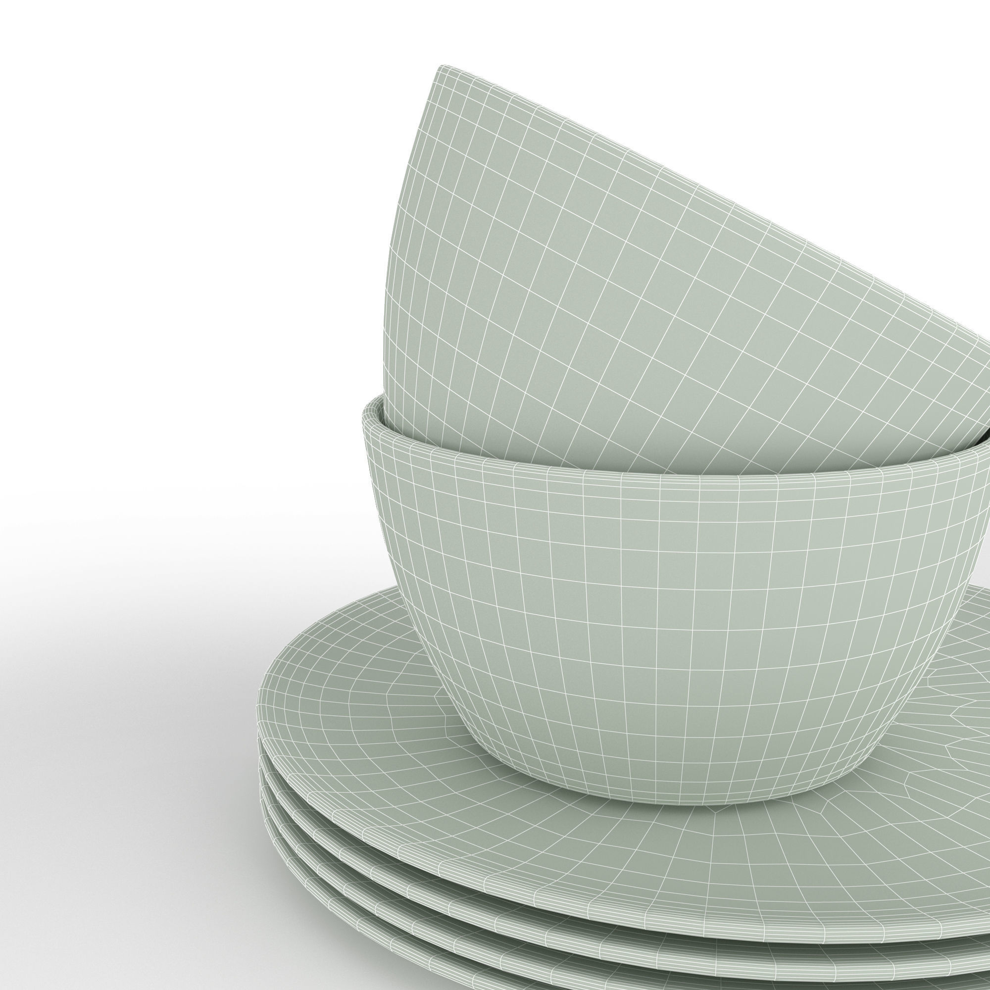 H and M Patterned Porcelain Collection Tableware  3D model_2