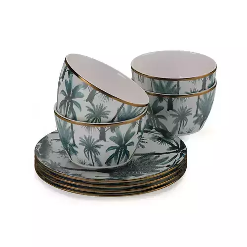 H and M Patterned Porcelain Collection Tableware  3D model