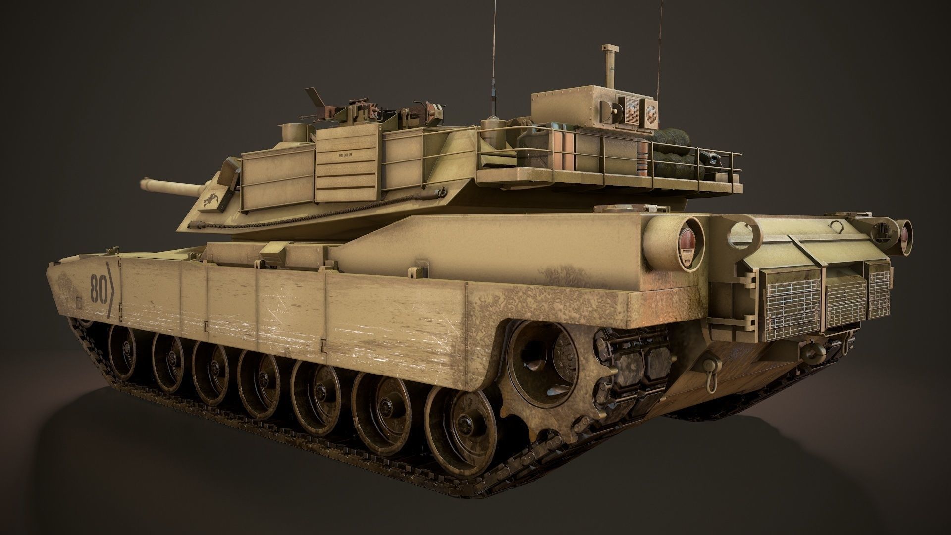 M1A2 Abrams Tank Low-poly 3D model_5