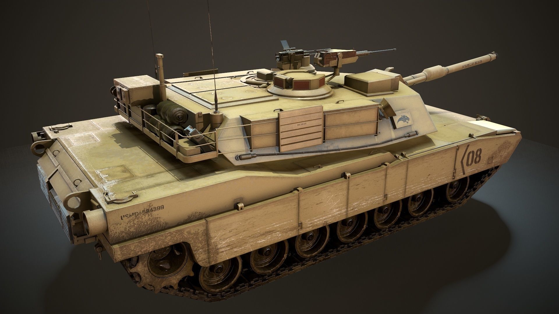 M1A2 Abrams Tank Low-poly 3D model_3
