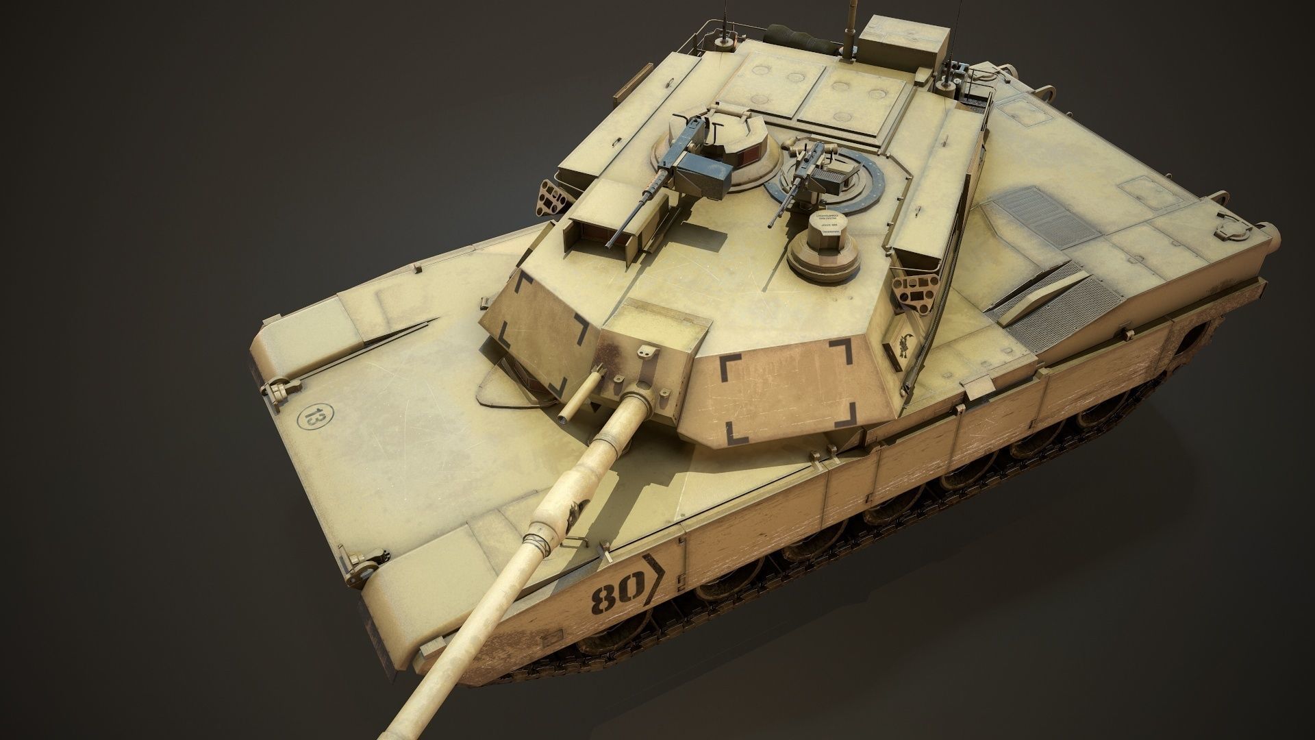 M1A2 Abrams Tank Low-poly 3D model_7