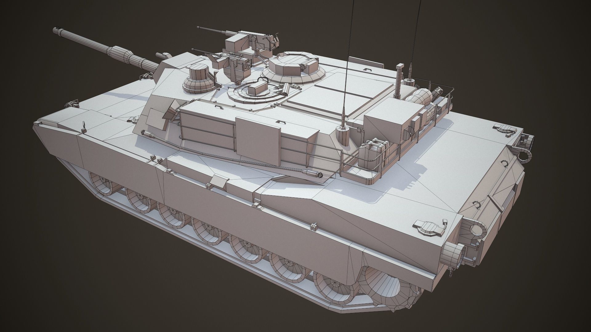 M1A2 Abrams Tank Low-poly 3D model_11