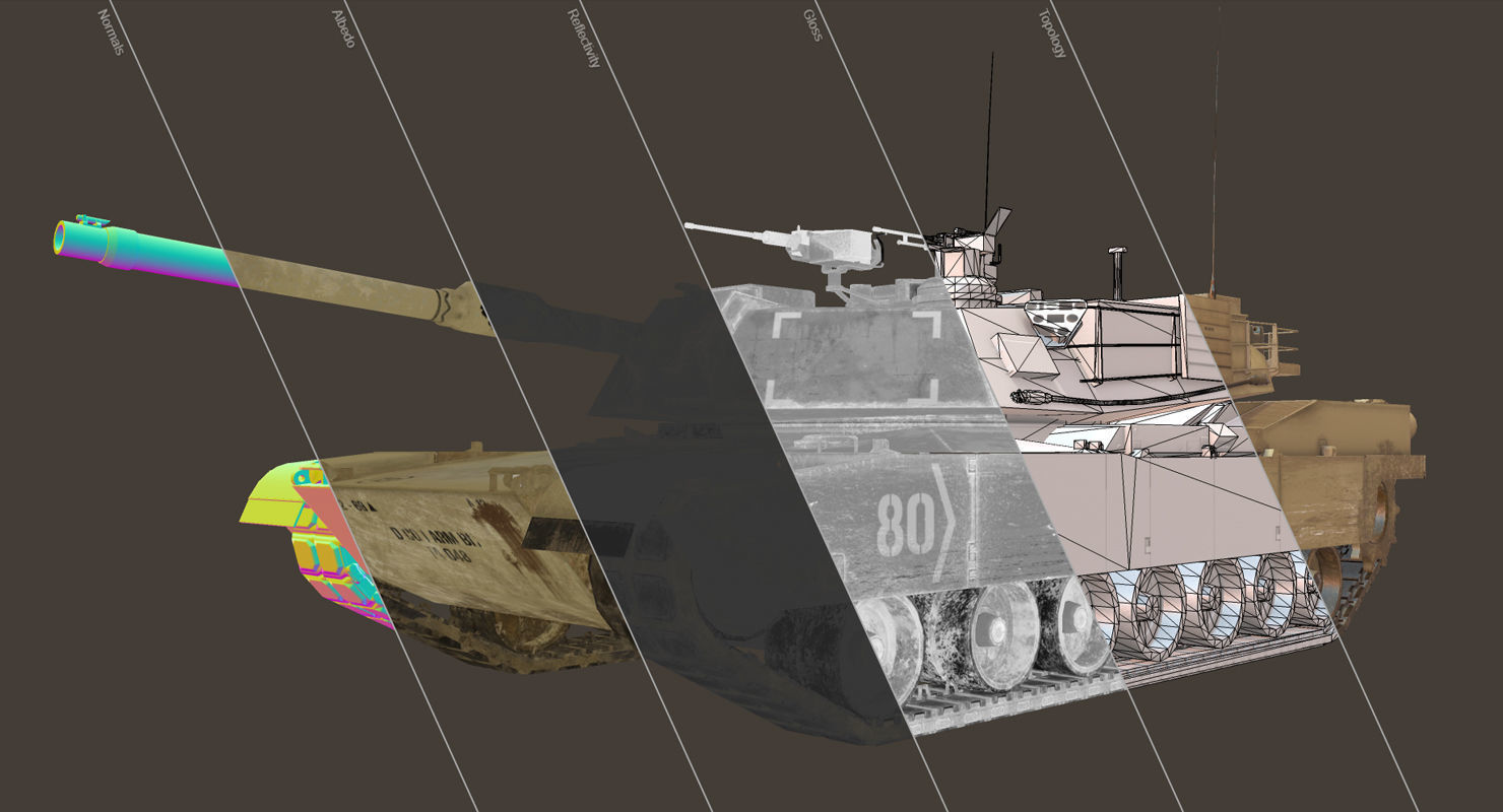M1A2 Abrams Tank Low-poly 3D model_12