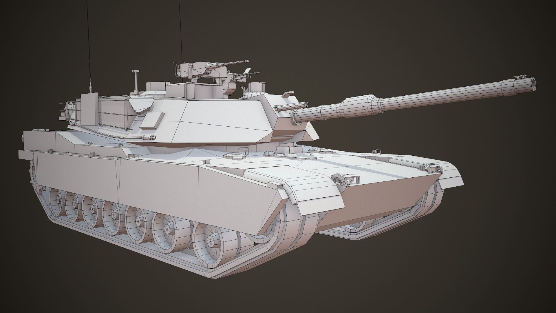 M1A2 Abrams Tank Low-poly 3D model_10