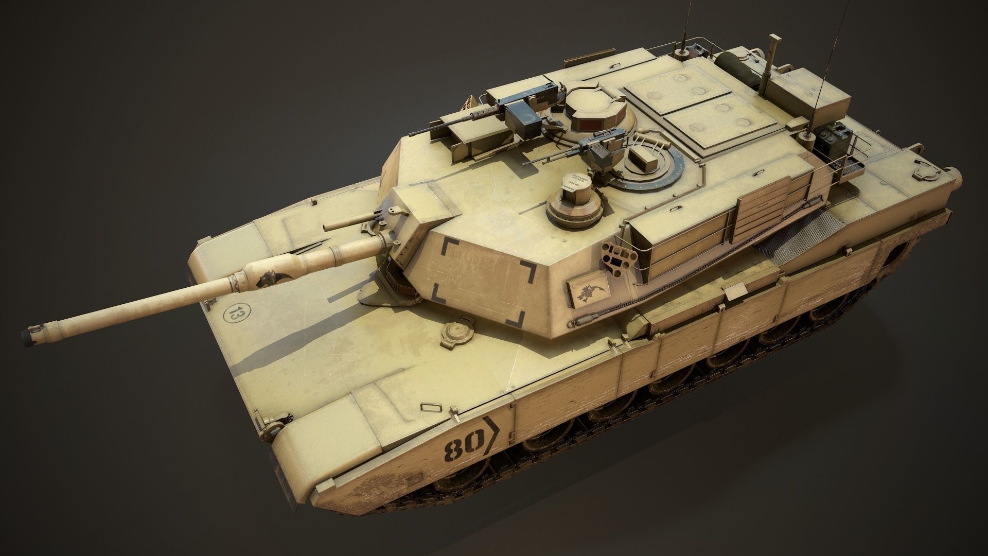 M1A2 Abrams Tank Low-poly 3D model_6