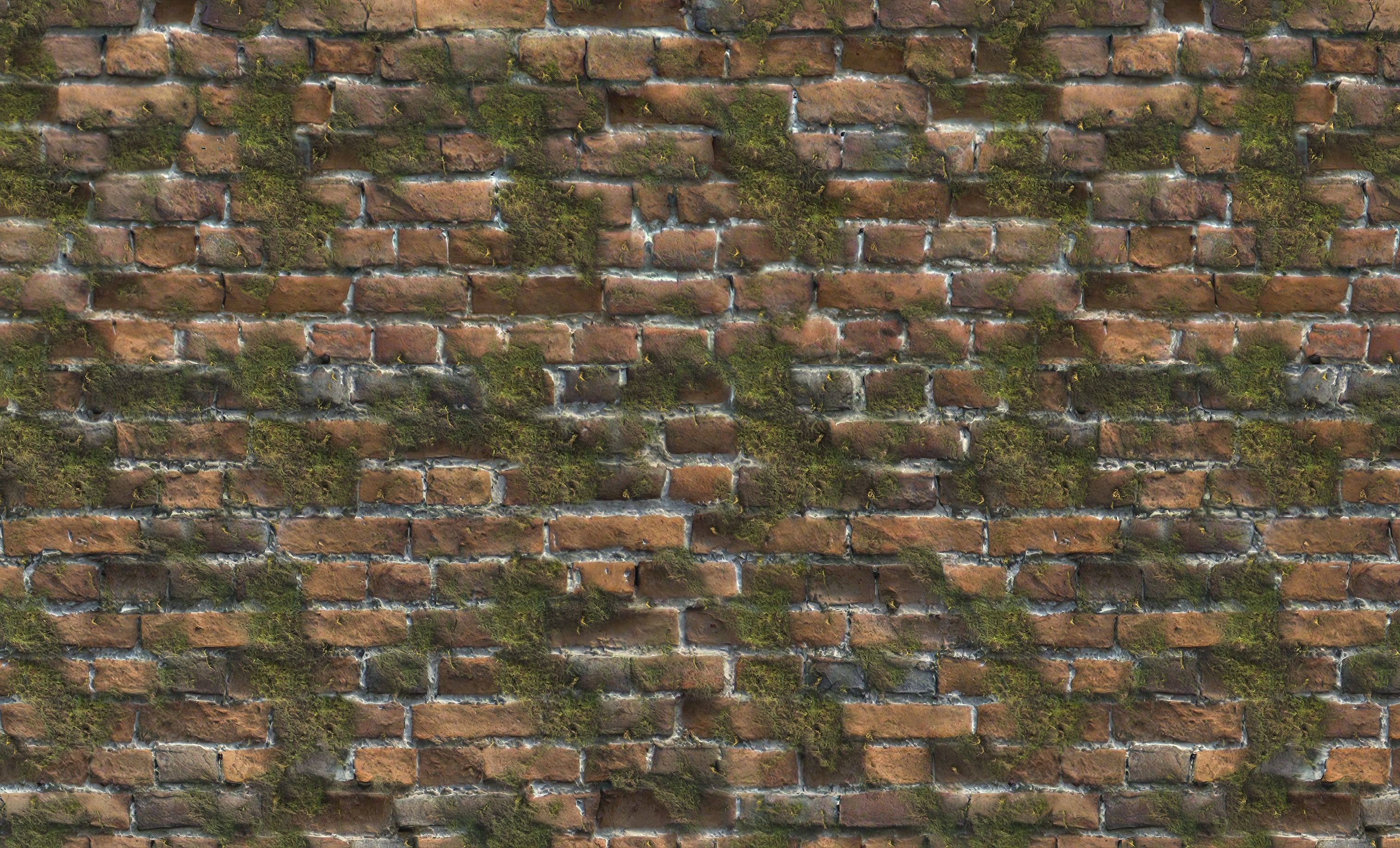 Mossy Brick Wall Tileable Material Texture_1