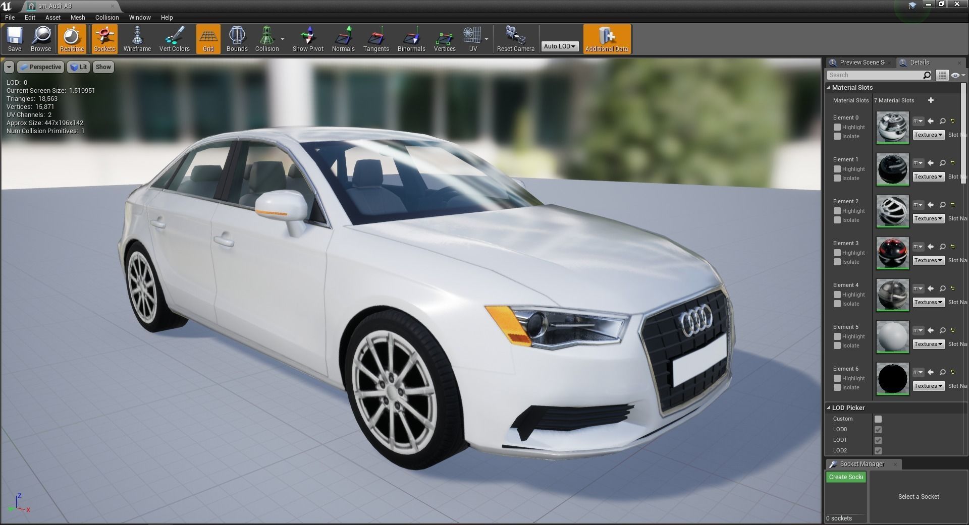 Audi A3 Saloon 3D model Low-poly 3D model_8