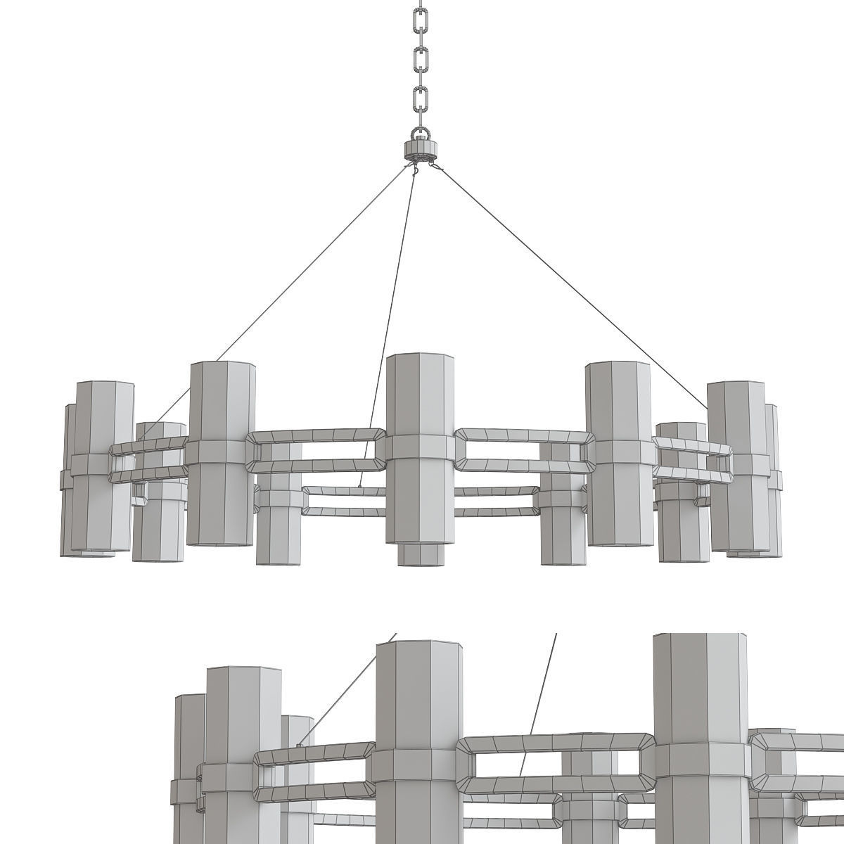 Devon Light Chandelier Antique Brass low poly 3d model Low-poly 3D model_1