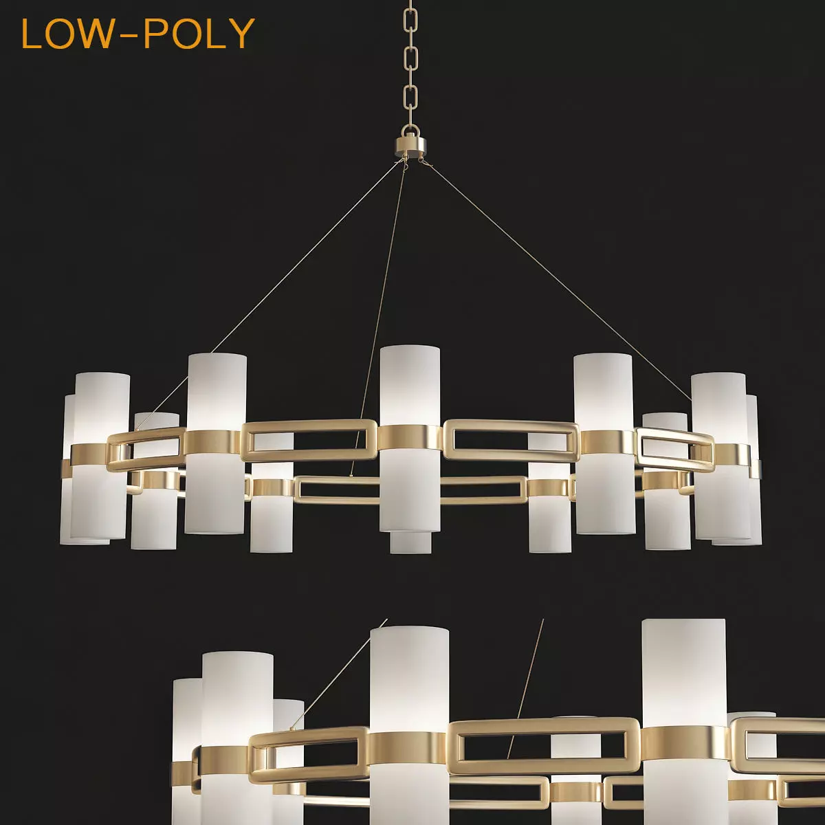 Devon Light Chandelier Antique Brass low poly 3d model Low-poly 3D model_0
