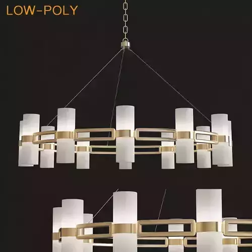 Devon Light Chandelier Antique Brass low poly 3d model