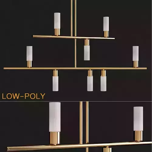 Durden 2 Rail Chandelier low poly 3d model