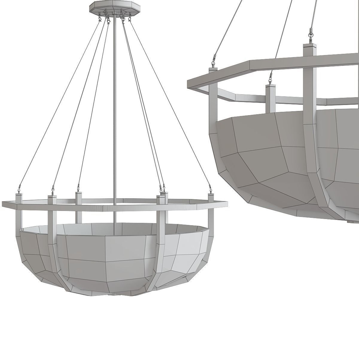 Parachute Glass Dome Chandelier low poly 3d model Low-poly 3D model_1