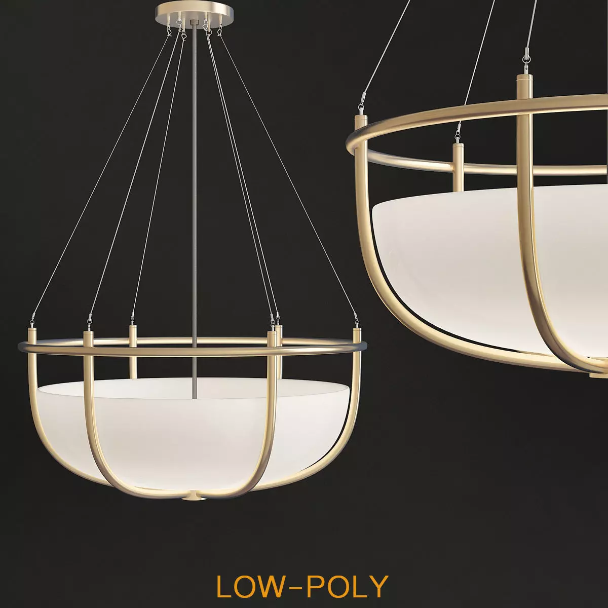 Parachute Glass Dome Chandelier low poly 3d model Low-poly 3D model_0