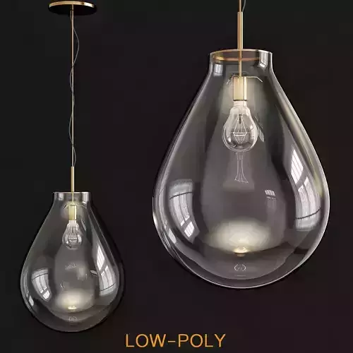 Unusual pendant lights in the interior low poly 3d model