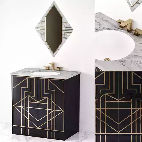 Our stylish art deco bathrooms low poly 3d model