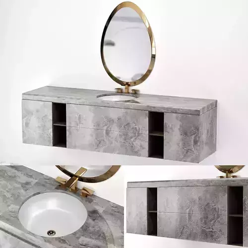 Une salle de bain art deco low poly 3d model Low-poly 3D model