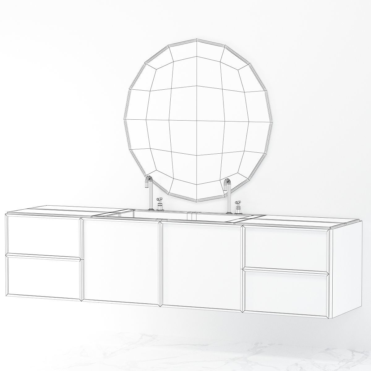 Horatius Maluleka Bathroom low poly 3d model Low-poly 3D model_1