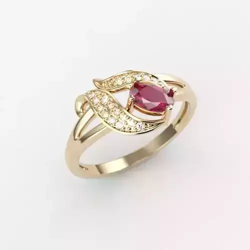 Women Ring with gem and diamonds 3dm stl 3D print model