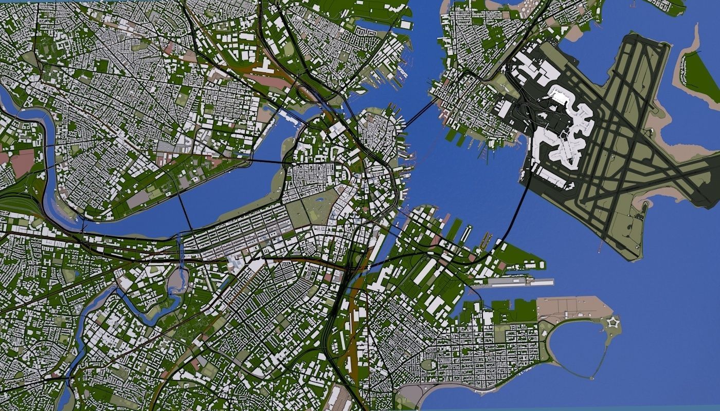 Boston City Low-poly 3D model_2
