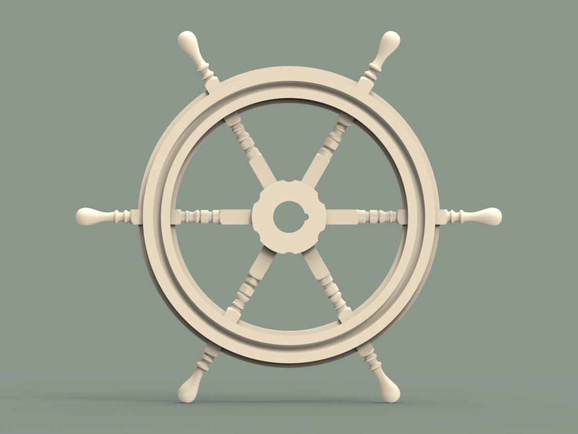 Wooden rudder 3D model_1