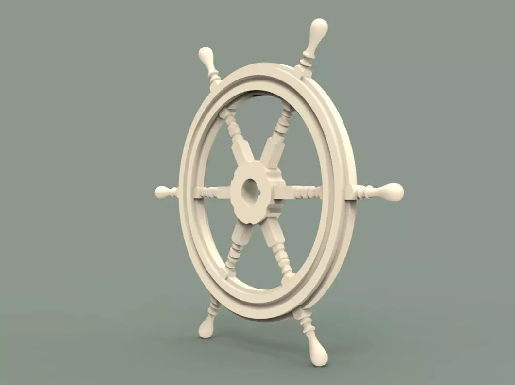 Wooden rudder 3D model_0