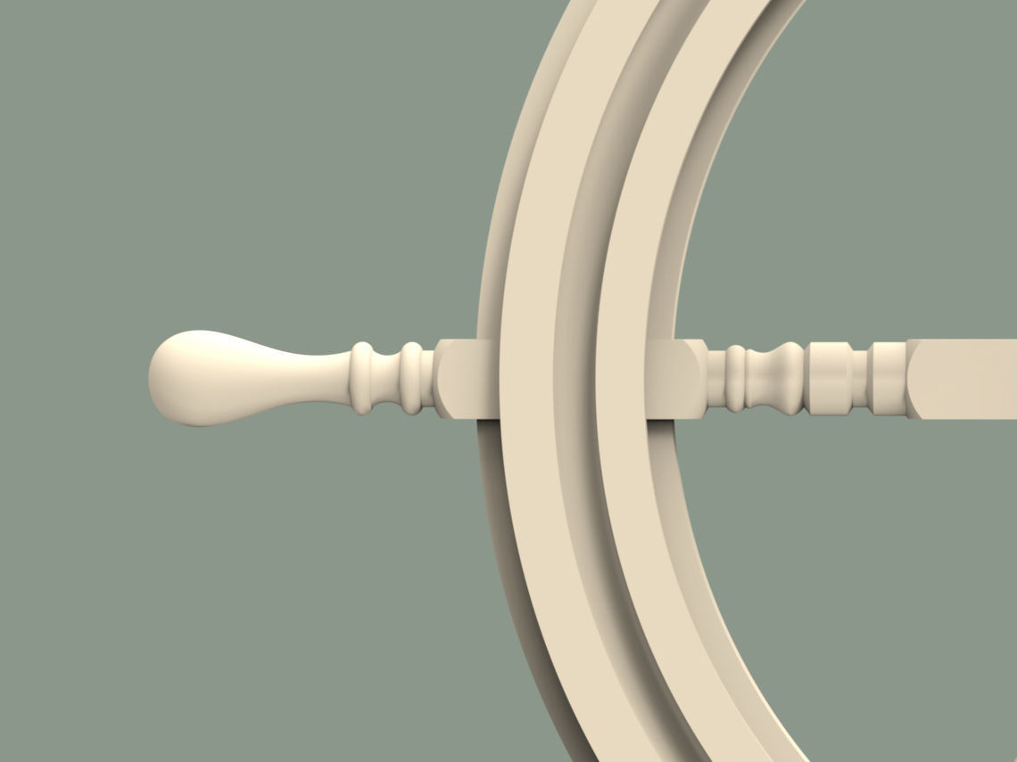 Wooden rudder 3D model_4