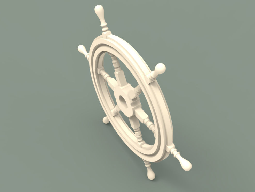 Wooden rudder 3D model_3