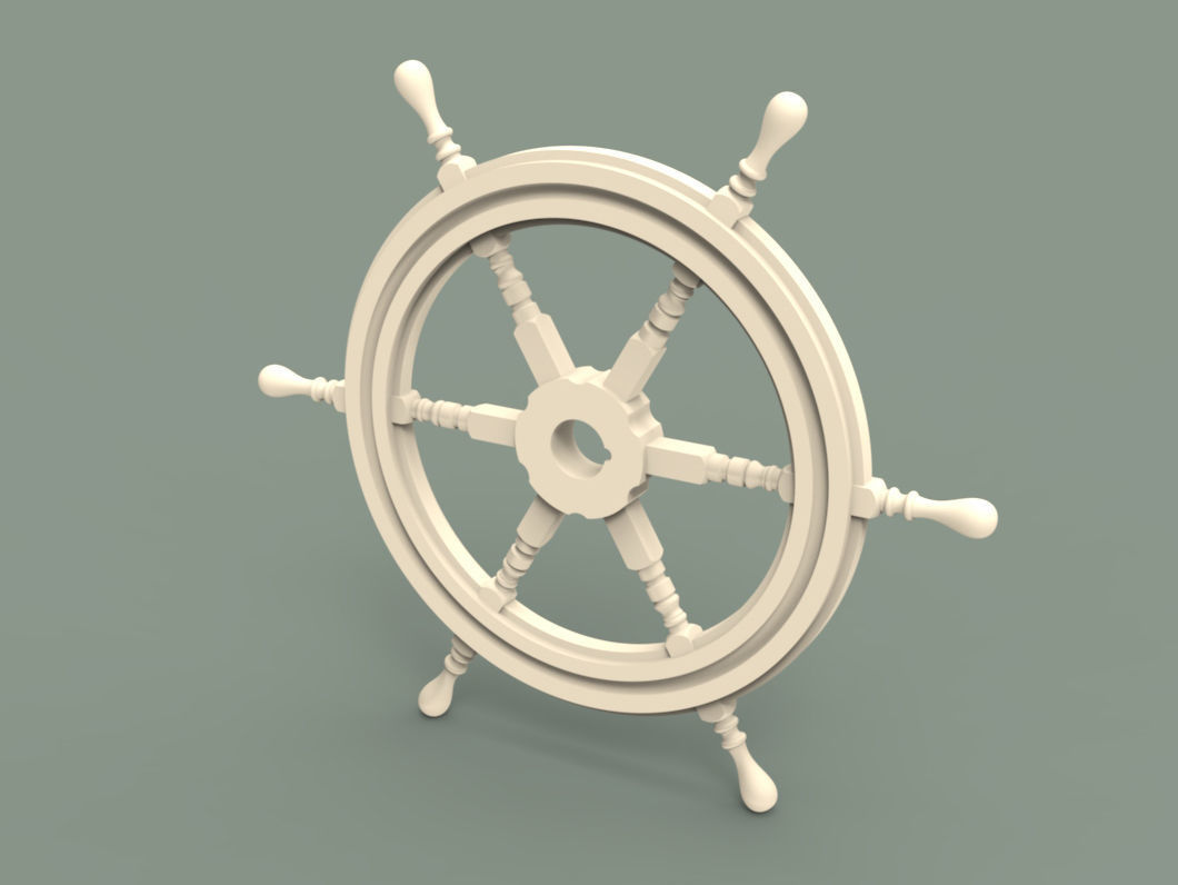Wooden rudder 3D model_2