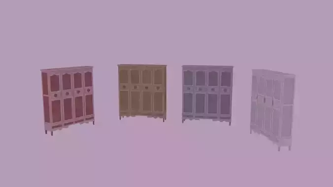 Cupboards set of four different colored 3D model