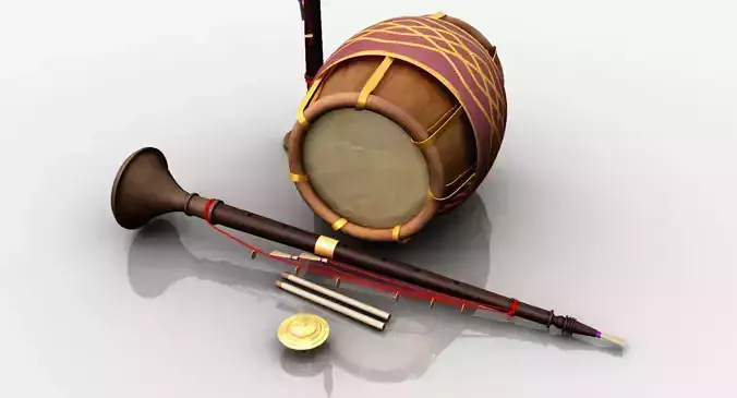 nadaswaram melam music instruments 3d model