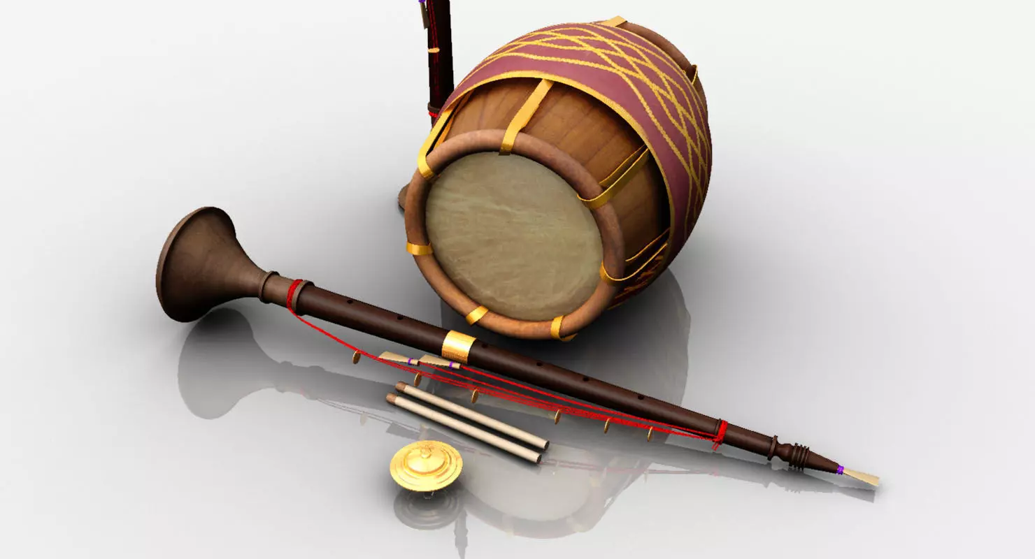 nadaswaram melam music instruments 3d model 3D model_0