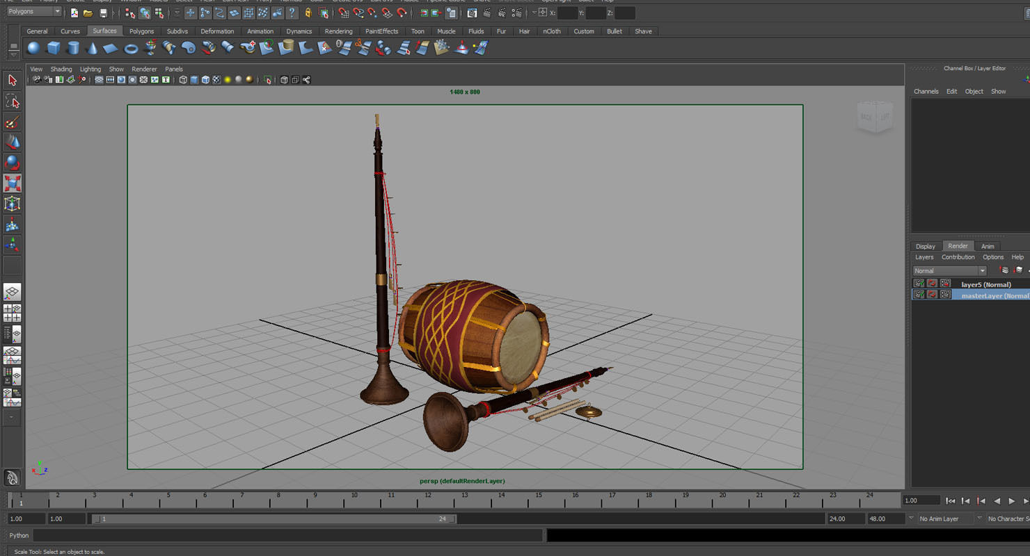 nadaswaram melam music instruments 3d model 3D model_6