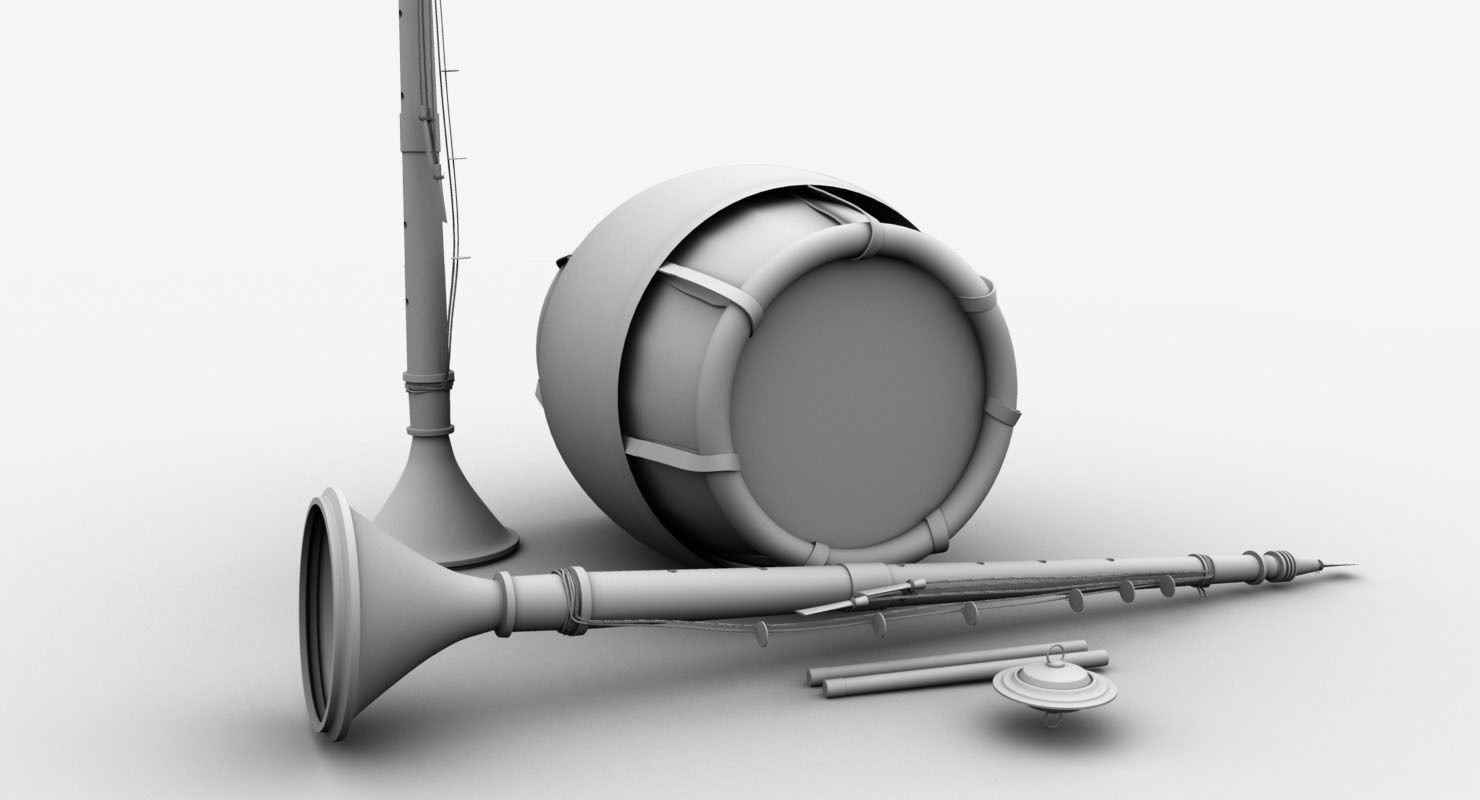 nadaswaram melam music instruments 3d model 3D model_5