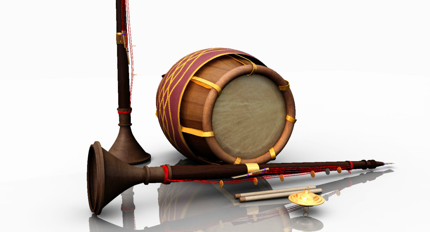 nadaswaram melam music instruments 3d model 3D model_1