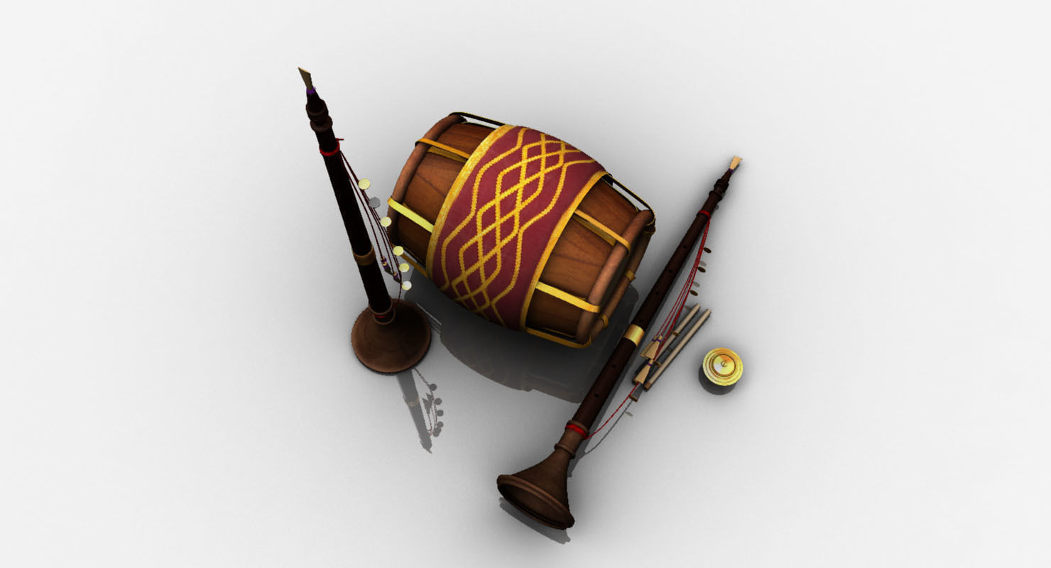 nadaswaram melam music instruments 3d model 3D model_3