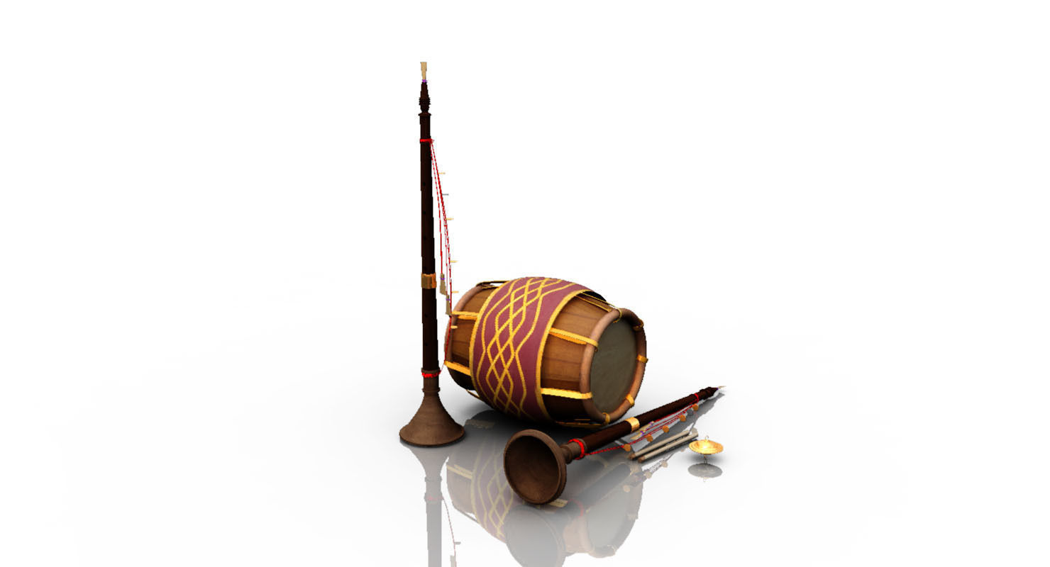 nadaswaram melam music instruments 3d model 3D model_2